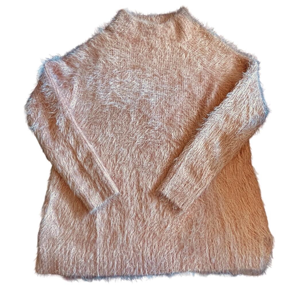 Soft Surroundings Cumulous Pullover Size MEDIUM Rose Blush Pink Fuzzy Sweater